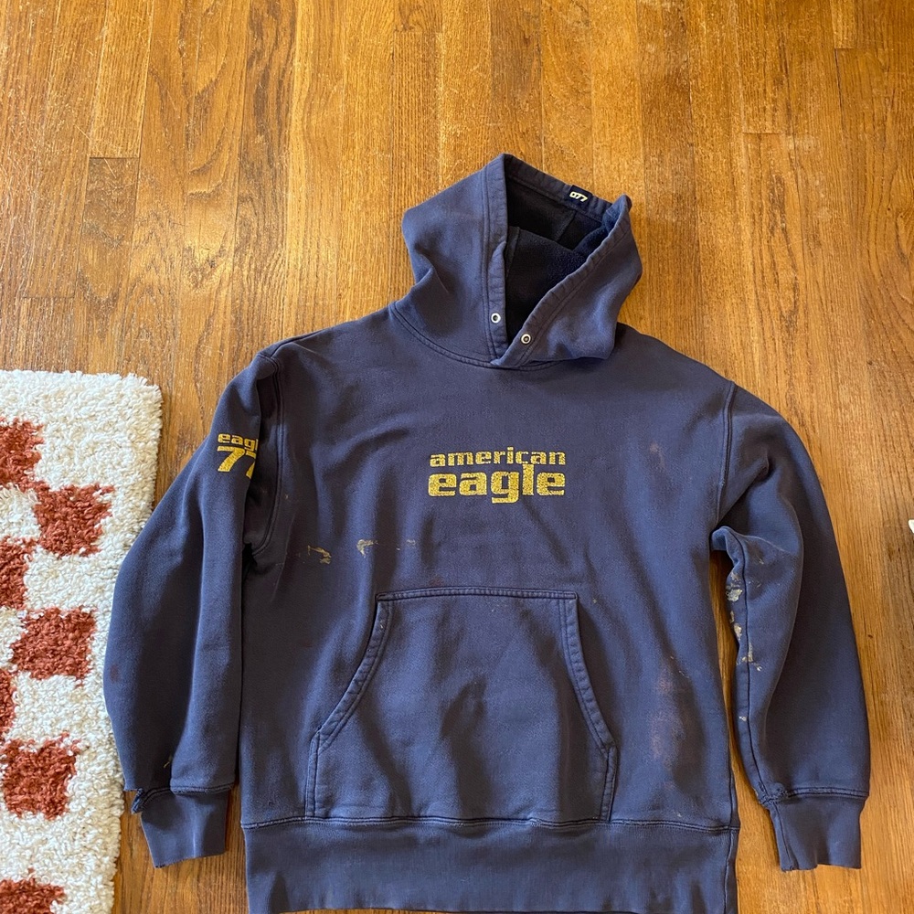 American Eagle Outfitters Vintage Blue Logo Hoodie